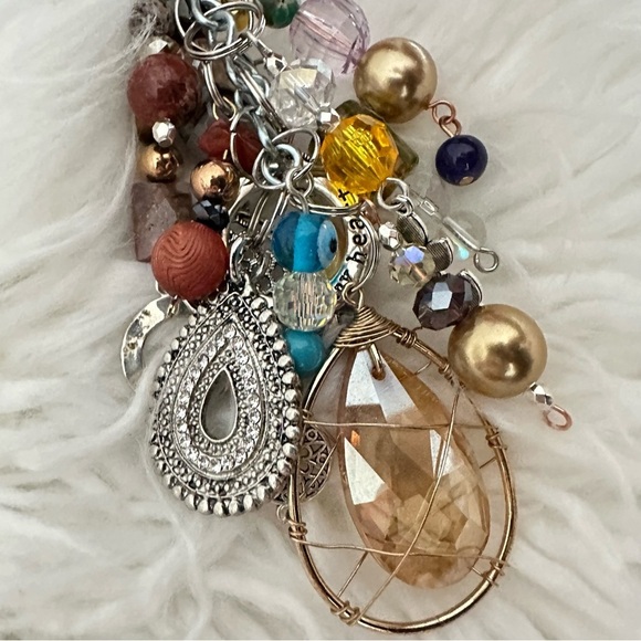 Chunky Beaded Tassel Handbag Purse Accessory Dangle Charm Key Chain Handmade - Picture 5 of 16